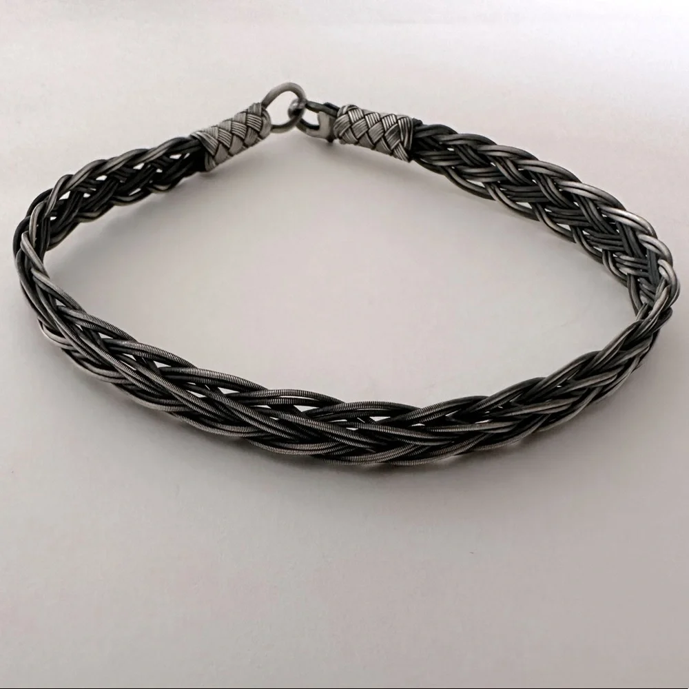 925 Silver 8.25” 8mm handmade bracelet braid wire unisex